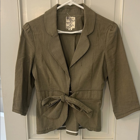 Tulle Jackets & Blazers - Tulle Olive Tie-Front Blazer